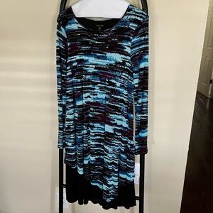 Kensie Blue and Purple Long Sleeve Dress